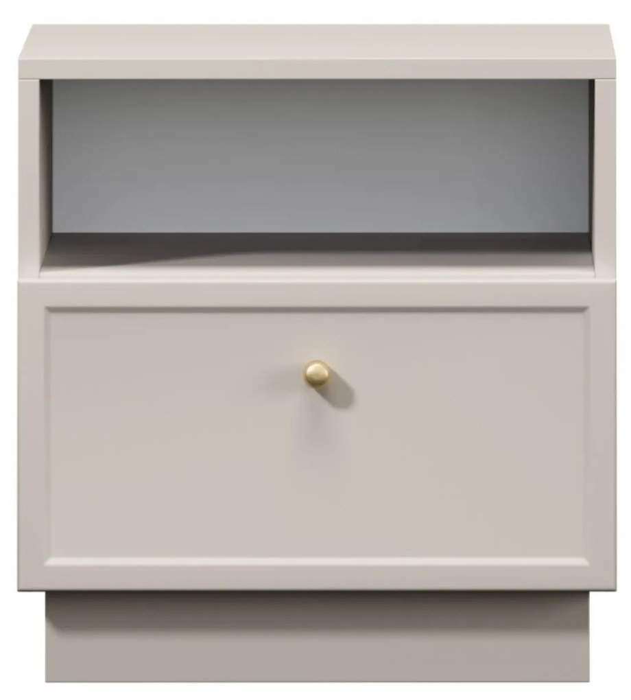 Nočný stolík Lorini 45 cm na sokli - kašmírová / zlatá úchytka G