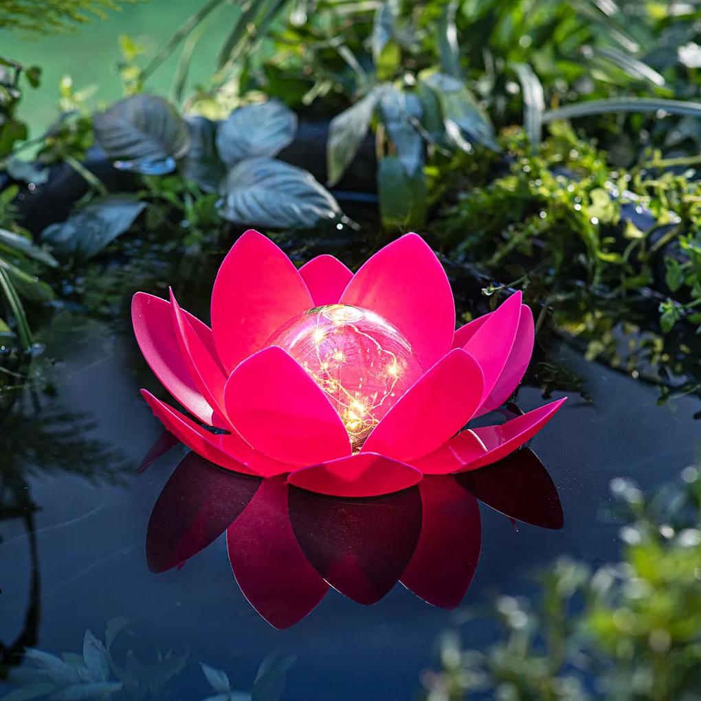 Solárna plávajúca dekorácia Lotus, ružová