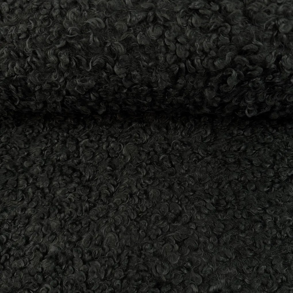 Metráž Kabátovina s vlnou Curly Boucle - Čierna