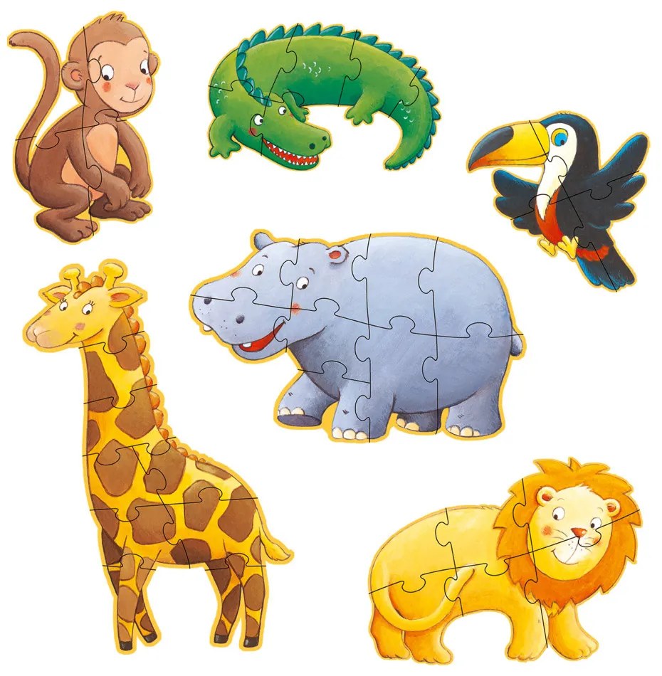 Súprava 6 puzzle pre najmenších Opičiak a jeho kamaráti