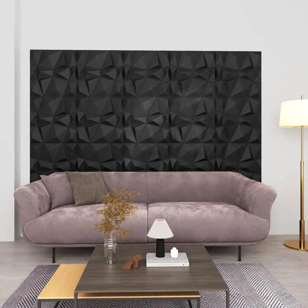 vidaXL 3D nástenné panely 24 ks 50x50 cm diamantové čierne 6 m²