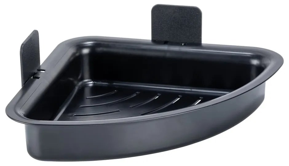 Čierna plastová kúpeľňová polička bez vŕtania Parma – Allstar