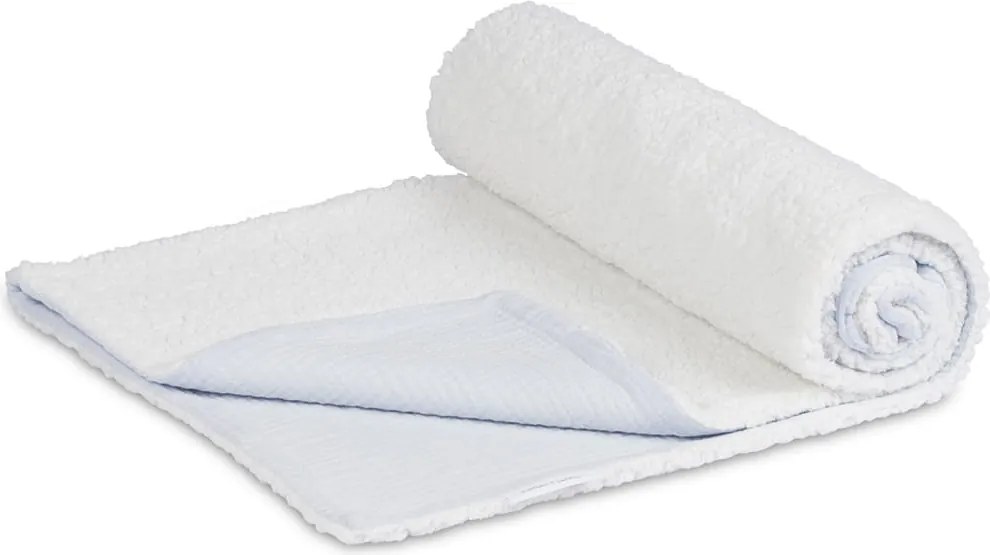 Obojstranný prehoz z mušelínu a umelej kožušiny svetlo modrá