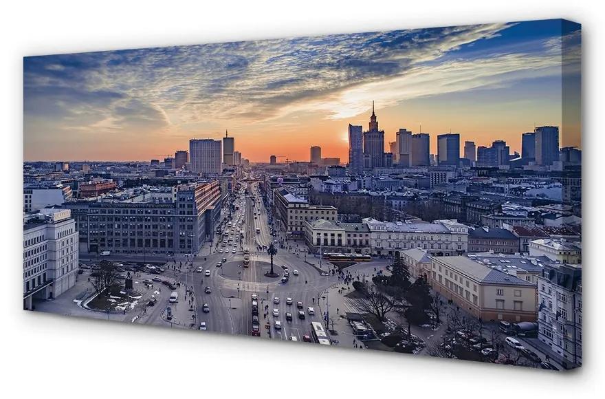 Obraz na plátne Varšava mrakodrapy Sunset 100x50 cm