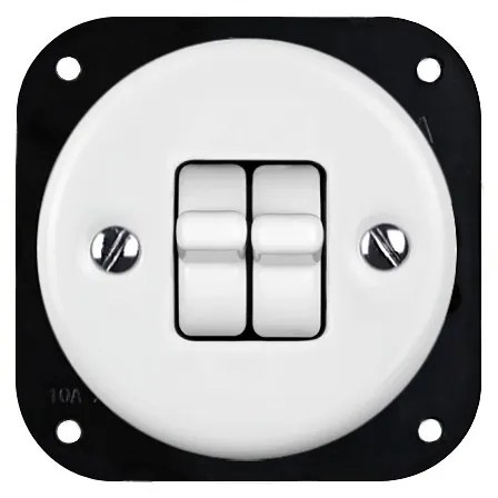 Elhard Okrúhly keramický vypínač s páčkami č.5b (6+6), biely KV1255W