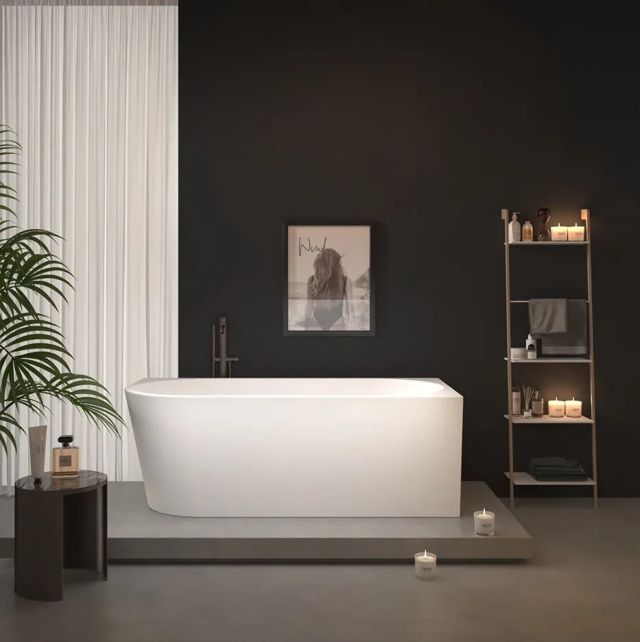 Erga Zara, rohová voľne stojaca vaňa 140x72 cm + odtoková zátka, pravá, biela lesklá, ERG-ZARA-140072R-WH-WH