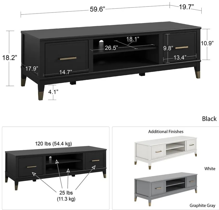 Biely TV stolík CosmoLiving by Cosmopolitan Westerleigh