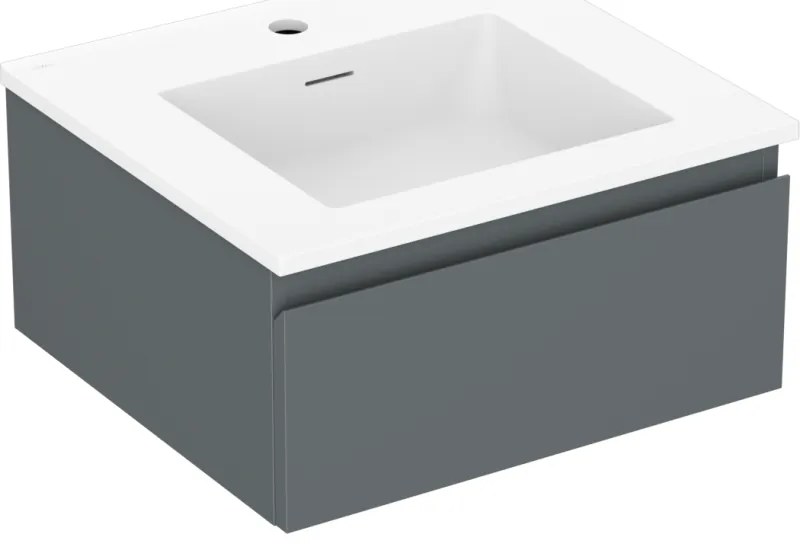 Mexen Orio, kúpeľňová skrinka 50 cm s umývadlom Otis, 1 zásuvka, grafitová matná/biela matná, 91A10-05023-1-BF66-W18M01