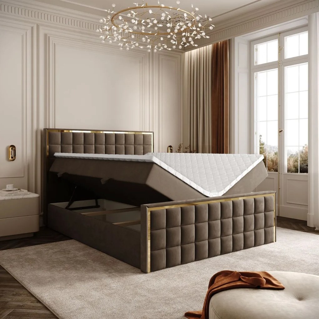 VYSOKÁ ČALÚNENÁ POSTEĽ NOEMI GOLD 160X200 ROYAL VELVET 196