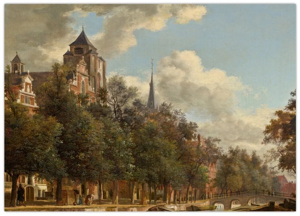 Obraz - Jan van der Heyden, View Down a Dutch Canal, reprodukcia (70x50 cm)