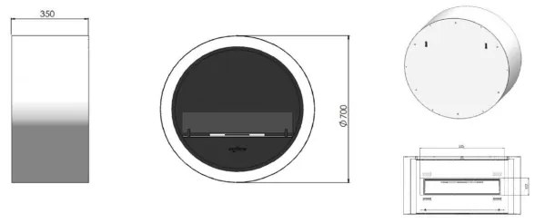 InFire - Nástenný BIO krb pr. 70 cm 3kW čierna