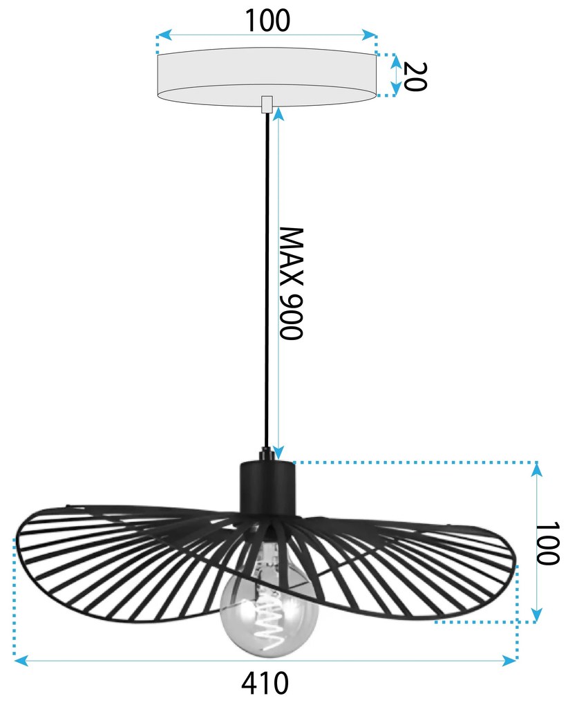 Toolight Toolight, závesné svietidlo 41cm, 1xE27, APP1840-1CP, čierna, OSW-07061