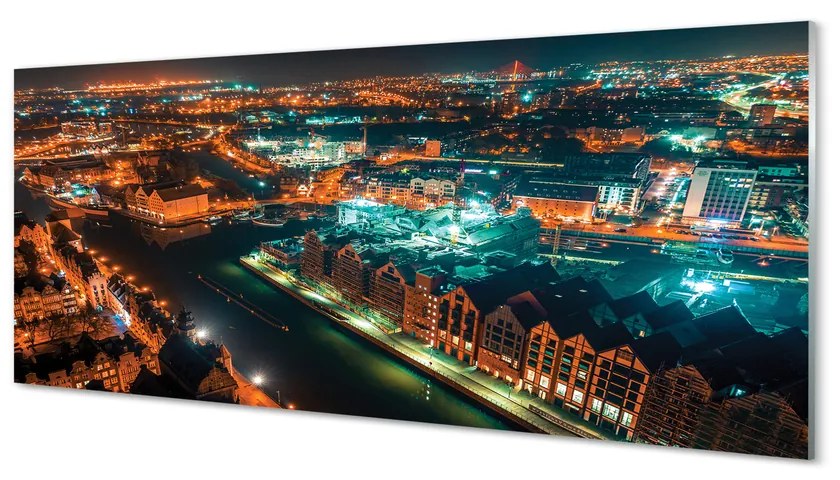 Obraz na akrylátovom skle Gdańsk river nočné panorama 120x60 cm