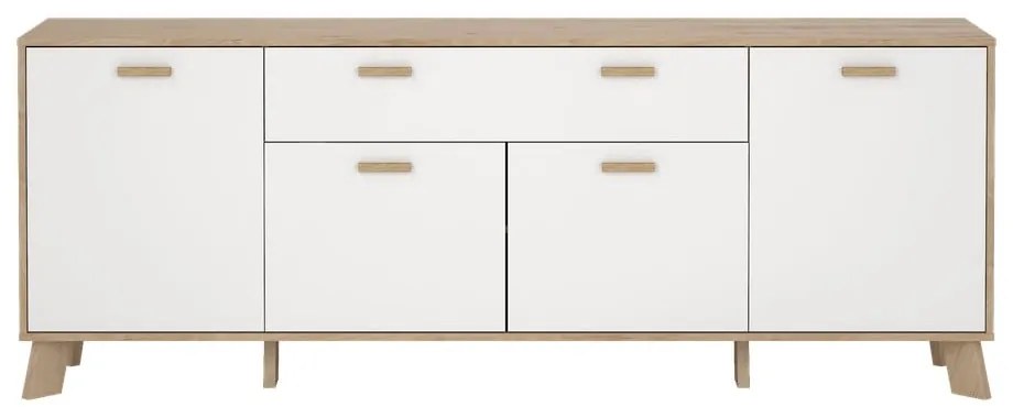 Biela/v prírodnej farbe komoda v dekore duba 196x73x39 cm Ikast – Tvilum