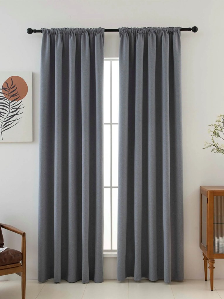 Blackout závesy Ricardo sivé - 140 x 280 cm (2ks) - riasiaca stuha