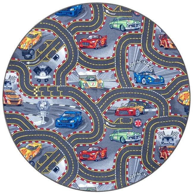Koberec Hanse Home Play Race Track sivý / viacfarebný kruh