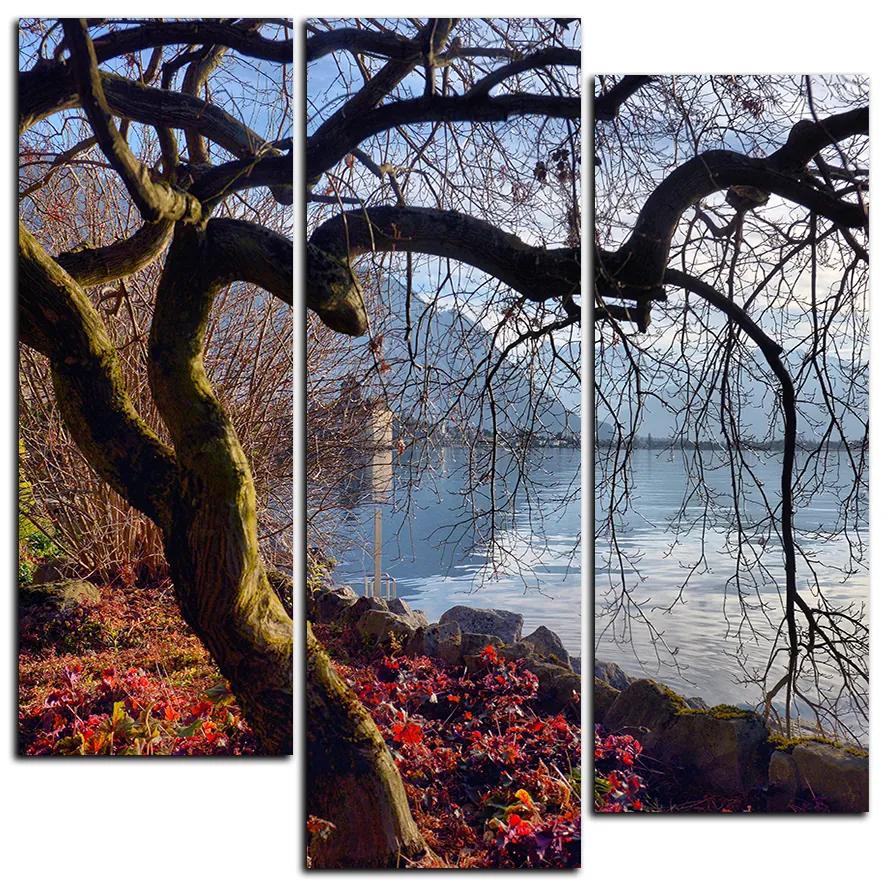 Obraz na plátne - Jeseň pri jazere - štvorec 3198C (75x75 cm)