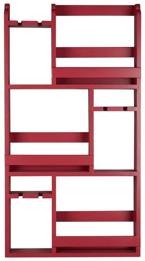 Červený nástenný regál na víno z kaučukového dreva počet fliaš 12 80x120x10 cm Myron – Dutchbone