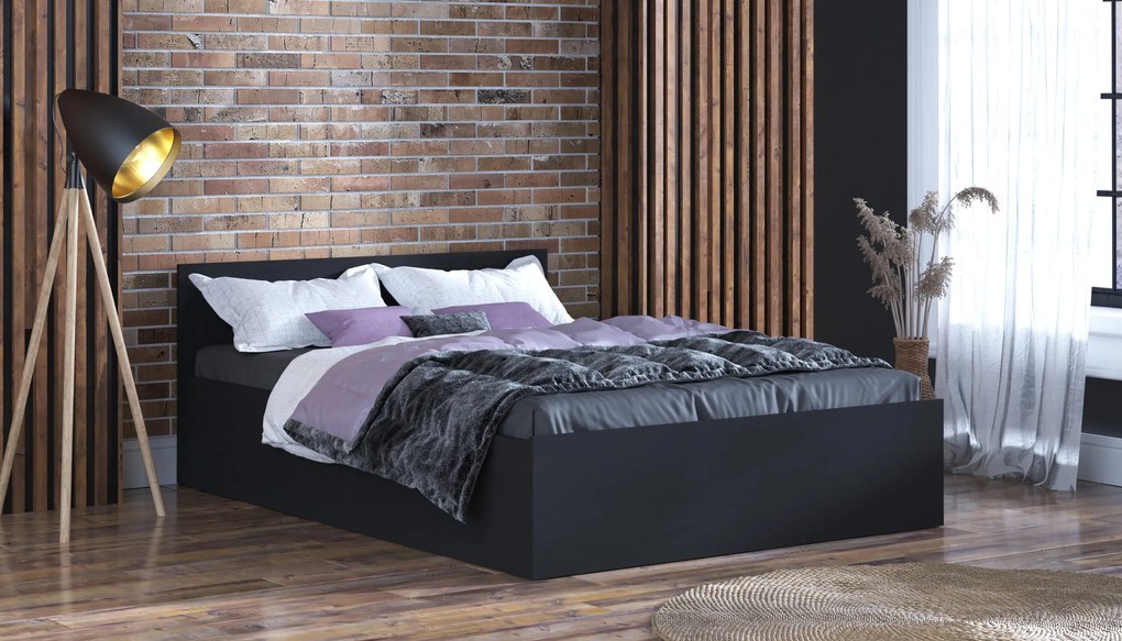 Posteľ 180x200 cm s matracom a úložným priestorom SPART1 Černá