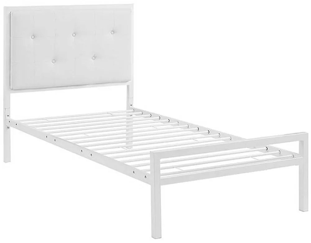 Kovový rám postele Hanna s darčekovým roštom – Biely, 90x200 cm