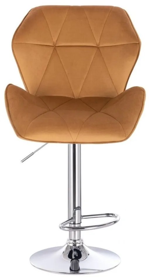 LuxuryForm DESIGN Barová stolička MILANO MAX VELUR na striebornom tanieri - hnedá