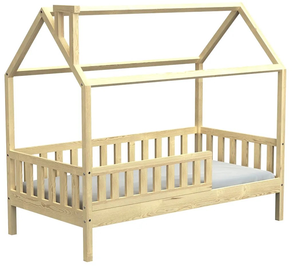 Detská posteľ Alfie PLUS 2 s odnímateľnou zábranou - 80 x 160 - prírodná borovica