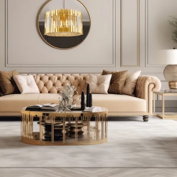 Luster na reťazi RITZ 12xE14/40W/230V pr. 54 cm zlatá