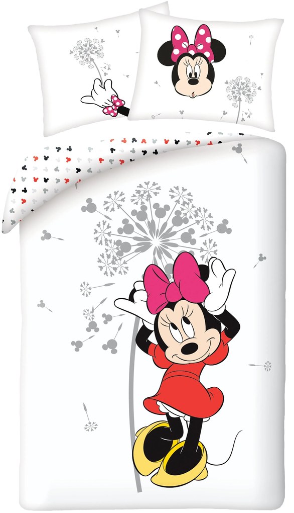 Bavlnené posteľné obliečky Disney - motív Minnie Mouse s púpavou - 100% bavlna - 70 x 90 cm + 140 x 200 cm