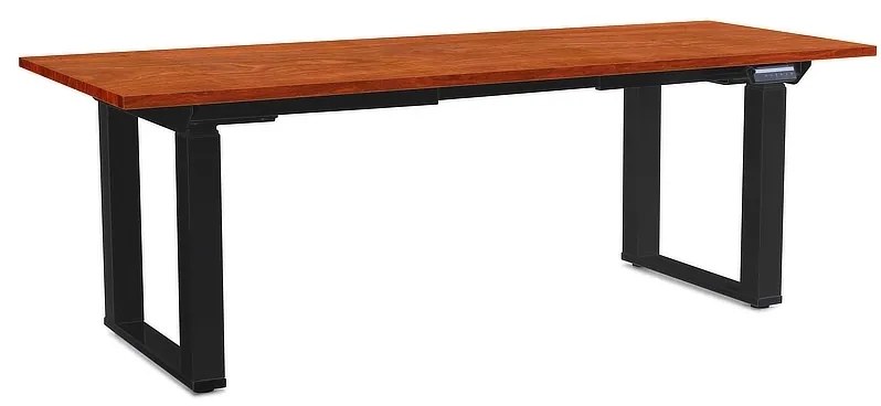 Výškovo nastaviteľný stôl OfficeTech Strong 200 x 80 cm, čierna podnož, čerešňa