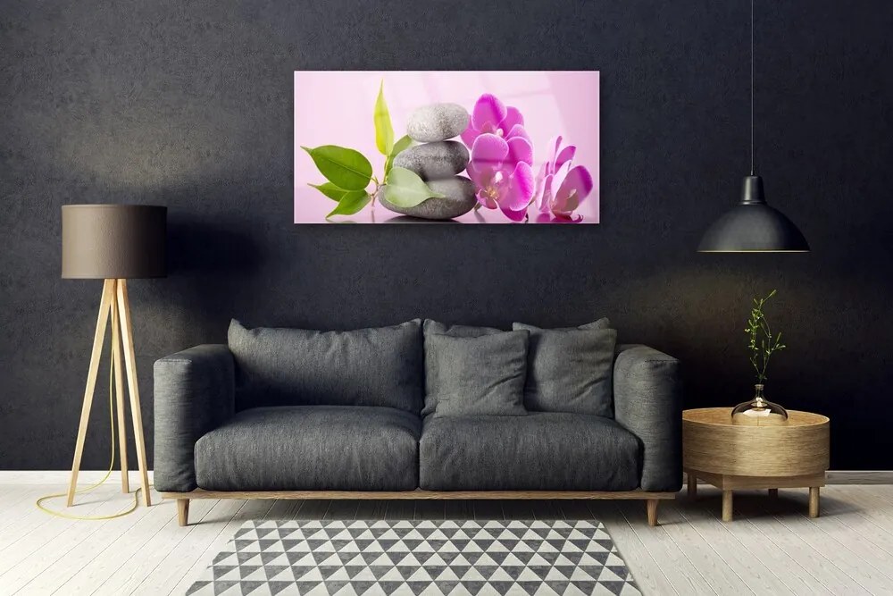 Skleneny obraz Orchidea vstavač kamene 120x60 cm