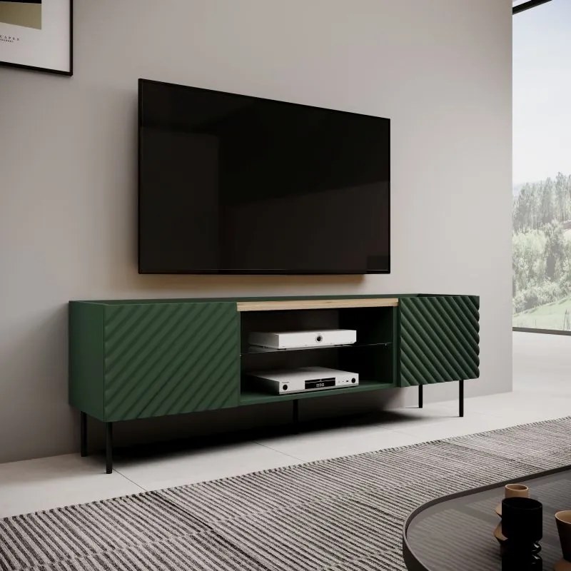 TV stolík Onda 180,5 cm zelený/dub artisan