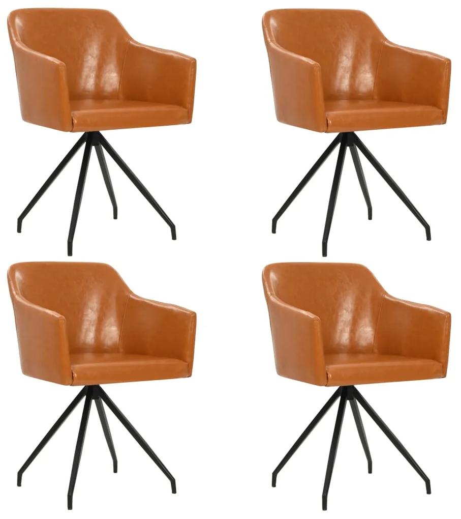 vidaXL Otočné jedálenské stoličky 4 ks, hnedé, umelá koža