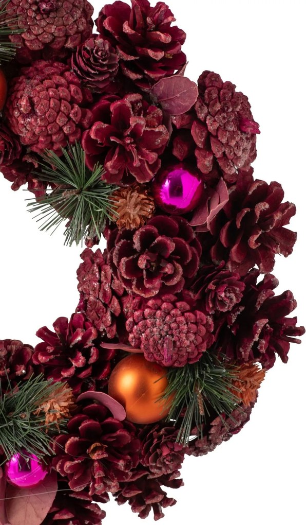 Ružový vianočný veniec so šiškami Pinecone – 34*34*8 cm