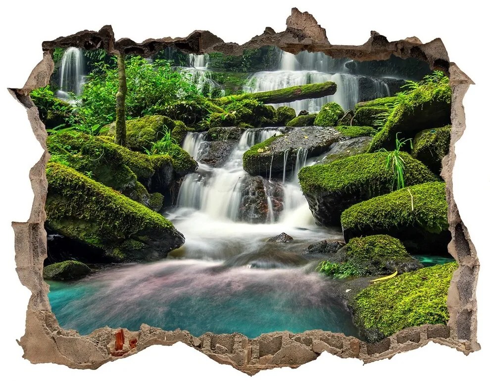Nálepka 3D díra samolepící Vodopád v džungli nd-k-99201253