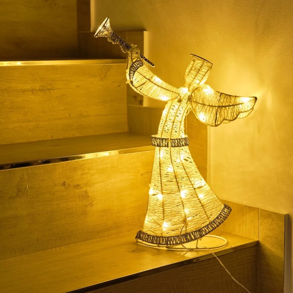 DECOLED LED světelný anděl 50 cm, teple bílý, na baterie, IP44