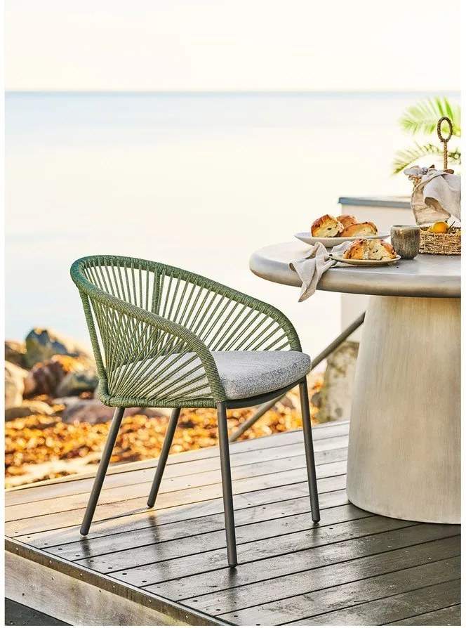 Zelená kovová/polstrovaná záhradná stolička Novella – House Nordic