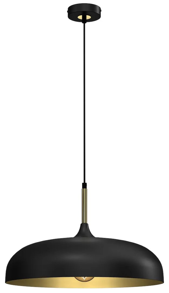 Závesné svietidlo Lincoln, 1x zlaté/čierne kovové tienidlo, (fi 45cm), b/g