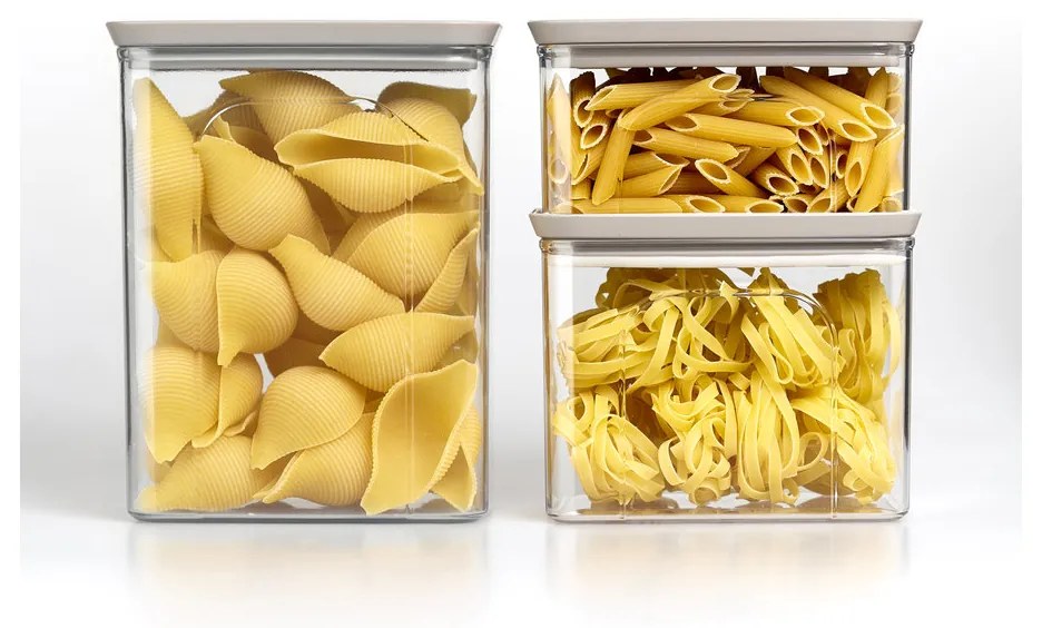 STEFANPLAST Súprava 3 obdĺžnikových dóz Tosca, transparetná/modrá