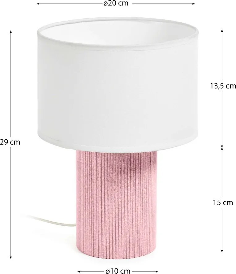 Biela/svetloružová detská lampička Bianella – Kave Home