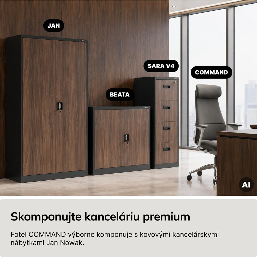 Kreslo kancelárske čalúnené riaditeľské sivé: COMMAND