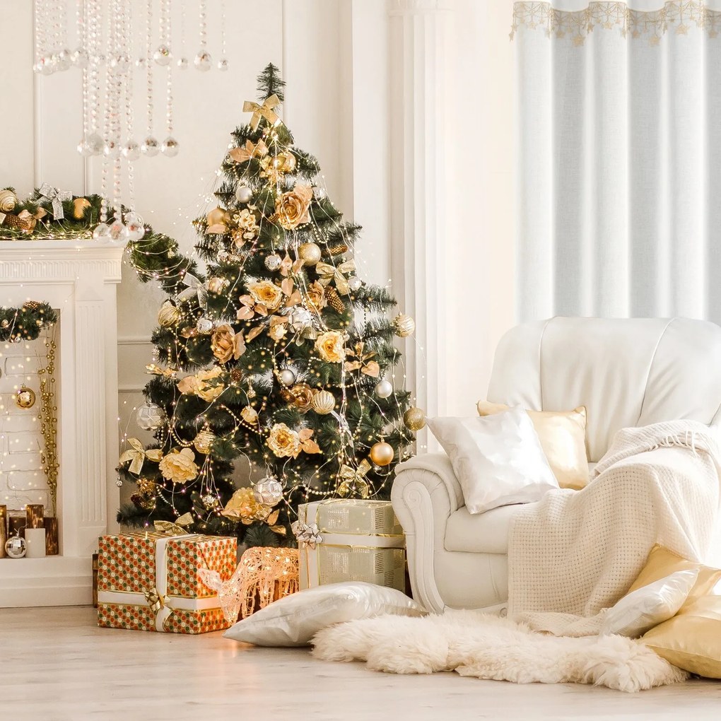 EUROFIRANY VIANOČNÁ ZÁCLONA NA KRÚŽKOCH XMAS 140X250 CM HVIEZDY