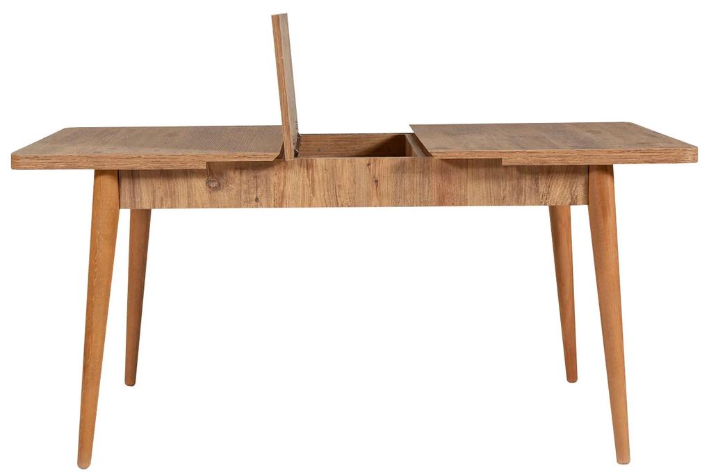Rozkladací jedálenský stôl s 2 stoličkami a lavicou Vlasta (borovica antlantic + sivá). Vlastná spoľahlivá doprava až k Vám domov. 1072181
