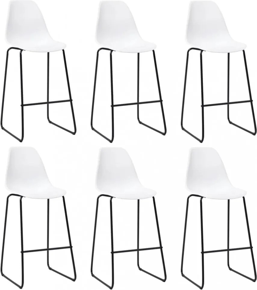 Barové stoličky 6ks plast / kov Dekorhome Biela