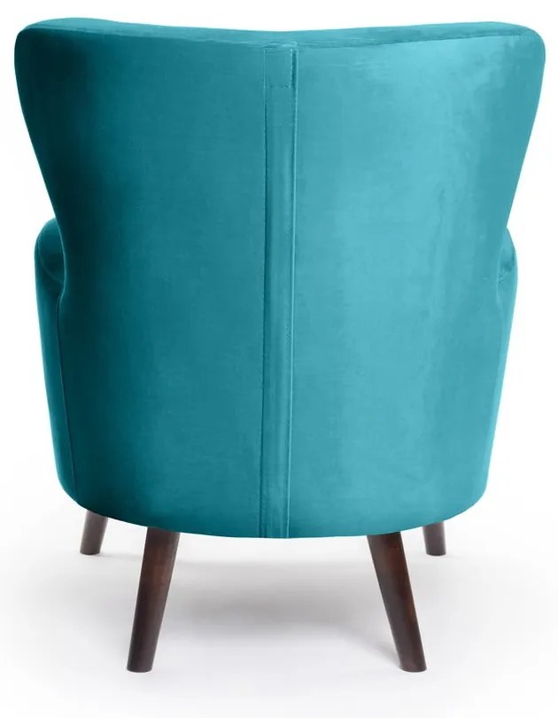 Tyrkysové zamatové kreslo ušiak Noemye – Bonami Selection