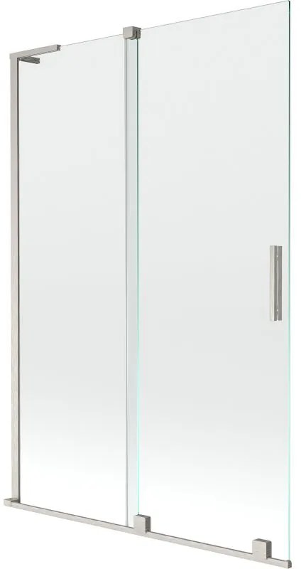 Mexen Velar L, 2-krídlová posuvná vaňová zástena 120 x 150 cm, 8mm číre sklo, brúsená oceľ, 896-120-003-01-97