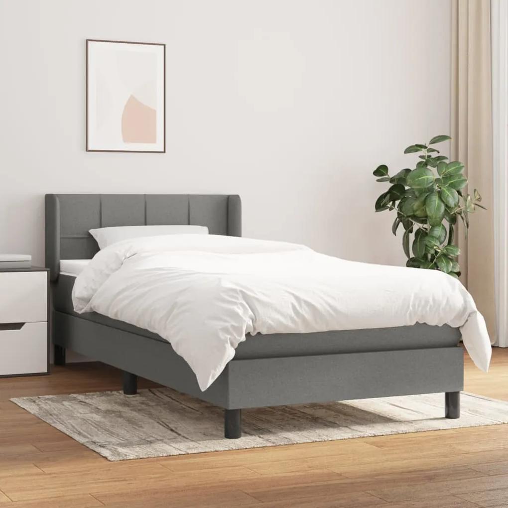 Boxspring posteľ s matracom tmavosivá 90x200 cm látka 3129682