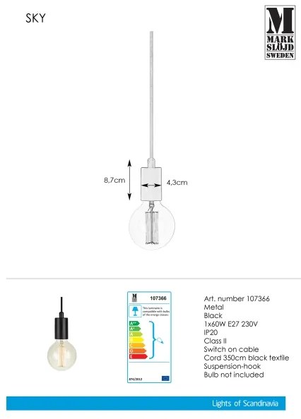 Markslöjd 107366 - Luster na lanku SKY 1xE27/60W/230V