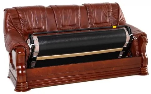 Kožená rozkladacia pohovka Baron 3R, biela / wenge (k1 / 8)