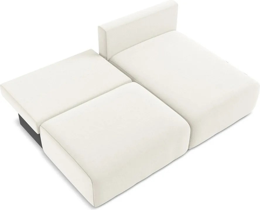 Krémovobiela zamatová rozkladacia/s úložným priestorom rohová pohovka (pravý roh/s leňoškou) Kalena – Makamii