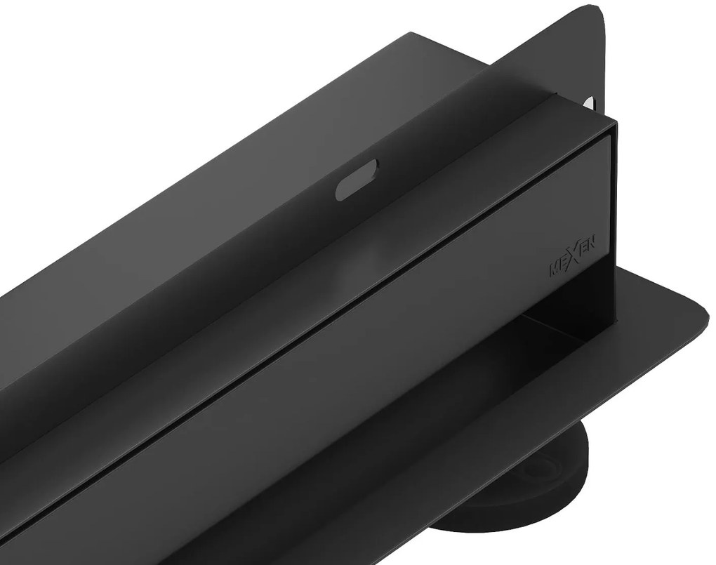 Sprchový žľab do steny MEXEN FLAT WALL 2v1 - čierny matný, 1730060